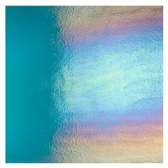Bullseye Aquamarine Blue - Transparent - Rainbow Iridescent - 3mm - Fusible Glass Sheets