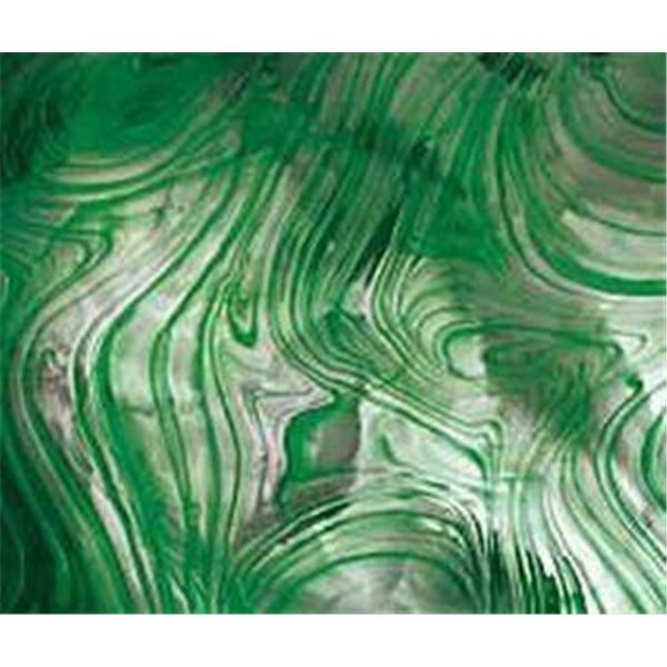 Spectrum Jade Green On Pale Gray Baroque - 3mm - Non-Fusible Glass Sheets