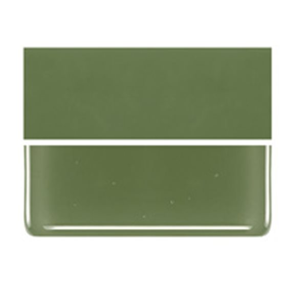 Bullseye Olive Green - Opalescent - 2mm - Thin Rolled - Fusible Glass Sheets