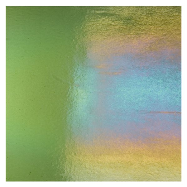 Bullseye Olive Green - Transparent - Rainbow Irid - 3mm - Plaque Fusing