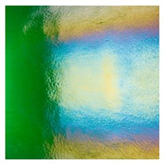 Bullseye Kelly Green - Transparent - Rainbow Irid - 3mm - Plaque Fusing