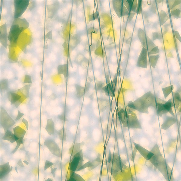Bullseye SUMMER: Green & Yellow on Lacy White Base - Collage - 3mm - Single Rolled - Fusible Glass Sheets