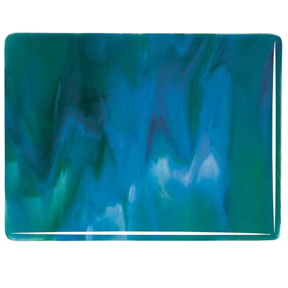 Bullseye Azure Blue & Jade Green Opalescent, Neo-Lavender Shift Transparent 3+ Color Mix - 3mm - Fusible