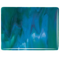 Bullseye Azure Blue Opalescent, Jade Green Opalescent, Neo-Lavender Shift Transparent 3+ Color Mix - 3mm - Fusible Glass Sheets
