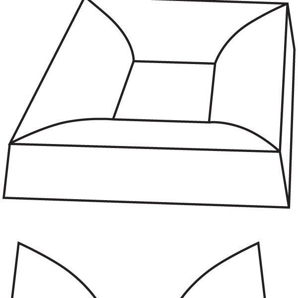 Square Bowl Simple Curve - 30.5x30.4x6.4cm - Base: 10.4cm - Moule pour Fusing